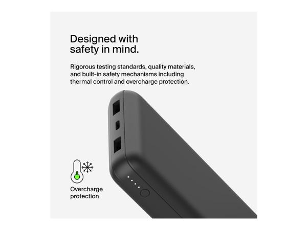 Belkin BoostCharge - Powerbank - 20000 mAh - 15 Watt - 3 A - 3 Ausgabeanschlussstellen (24 pin USB-C, 2 x USB)